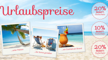 Mailing Urlaubpreise mit Polaroids und Strand